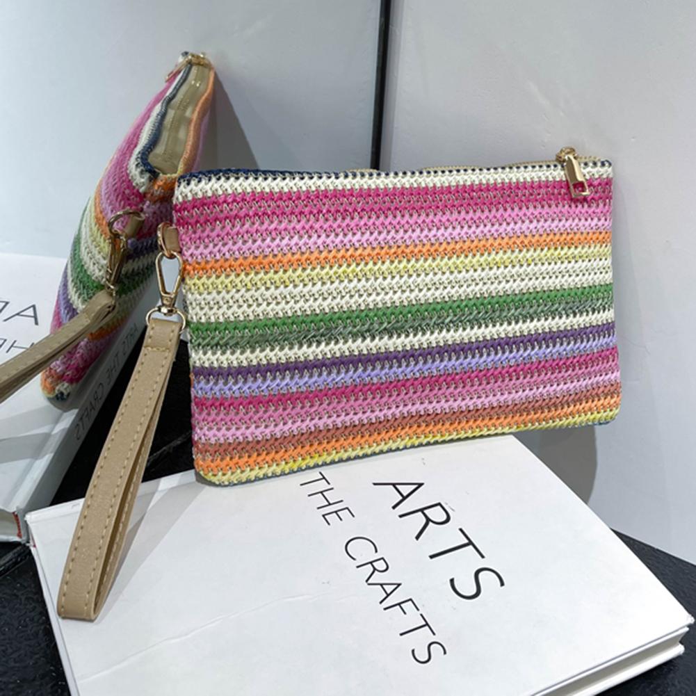 Vintage Handgewebte Clutch Tasche Bunt Geld Strand Lange Tasche Handgemacht Lässig Tragbar Elegant Exquisit für Wochenendurlaub