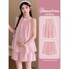 French Cute Maternity Babydoll Sleeveless Top & Shorts Set - Summer 2024