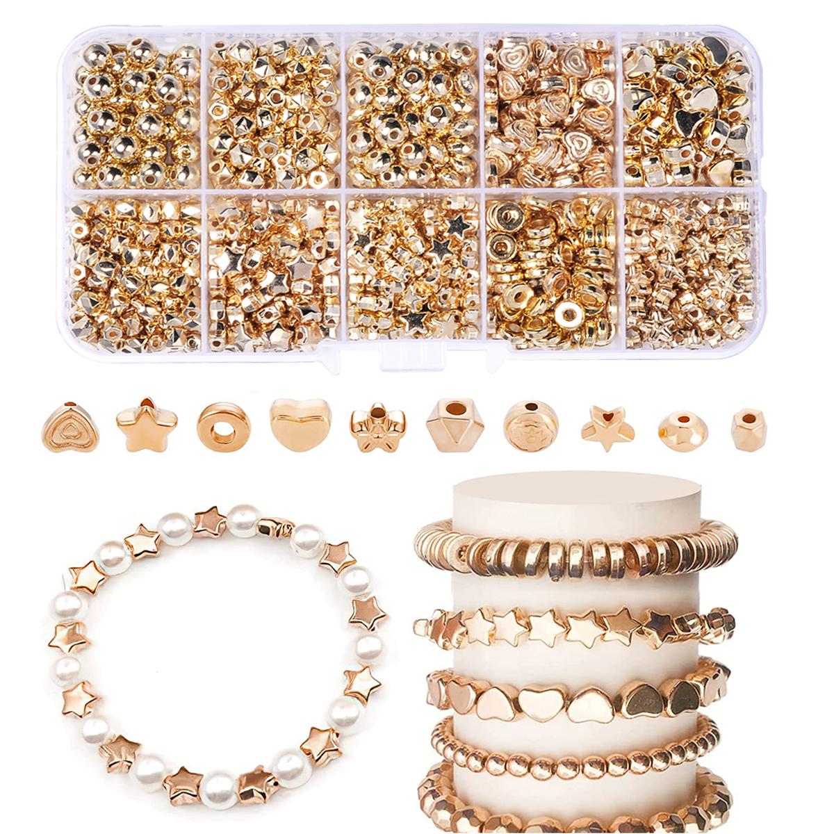 500pcs CCB Beads for Jewelry Making kit Plated Gold color Beads Box DIY Bracelet Necklace Accessories CCB SET
