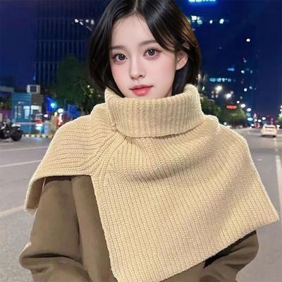 High Collar Shawl Winter Keep Warm Neck Protection Pullover Knitted Scarf For Women