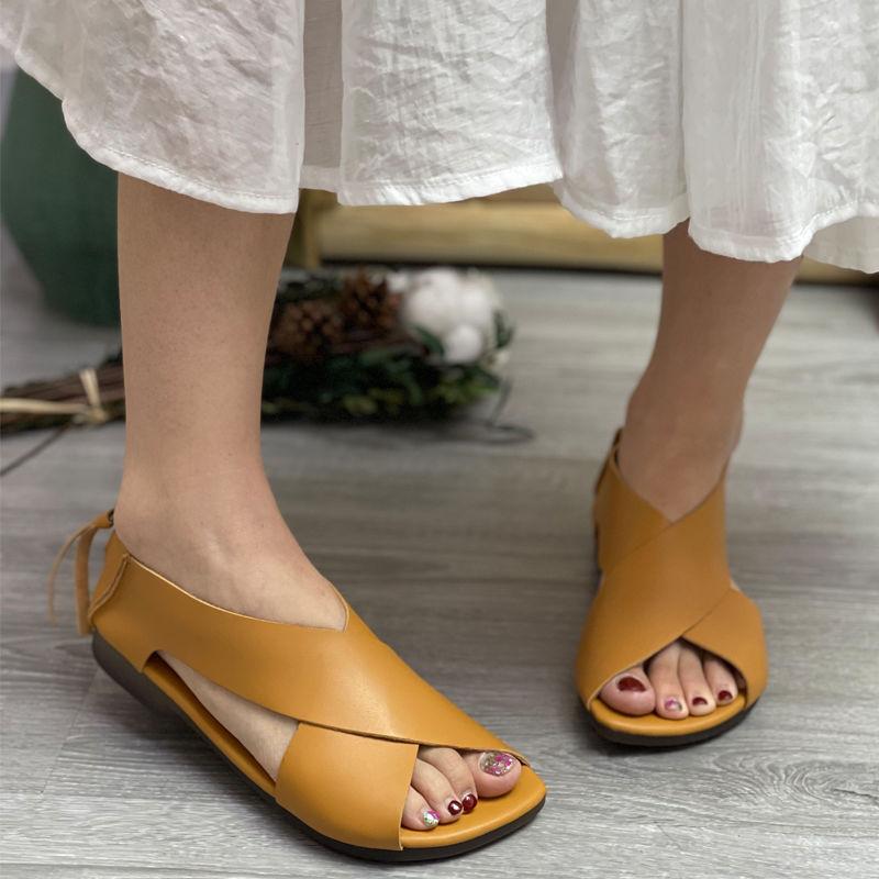 Roman sandals summer women's shoes casual retro woven versatile super foreign style hollow sandals 2025 summer new