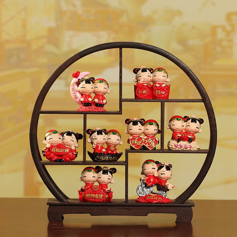 

Свадебная кукла в китайском стиле, набор смоляных украшений Wooden Stand 30*5.5*29CM