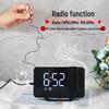 0716 Dual Alarm Clock with Large LED Display, Curved Surface, and Radio Projection