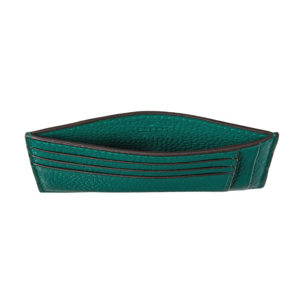Gucci Double G Logo Grain Leather Card Holder Unisex Accessories Green 812681-AABY0-3120