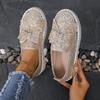 Large size muffin platform single shoes women's new flat bottom round head bow sequins one pedal lazy shoes
