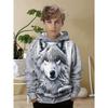 Kapuzensweatshirt für Jungen mit Wolfsmuster im 3D-Druck, lässige Alltagskleidung für Frühling und Herbst