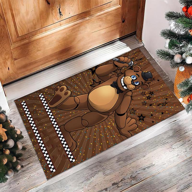 Five Nights at Freddy Printed Crystal Velvet Area Rug, Soft Anti-Slip Water Absorbent Floor Mat for Living Room Bedroom