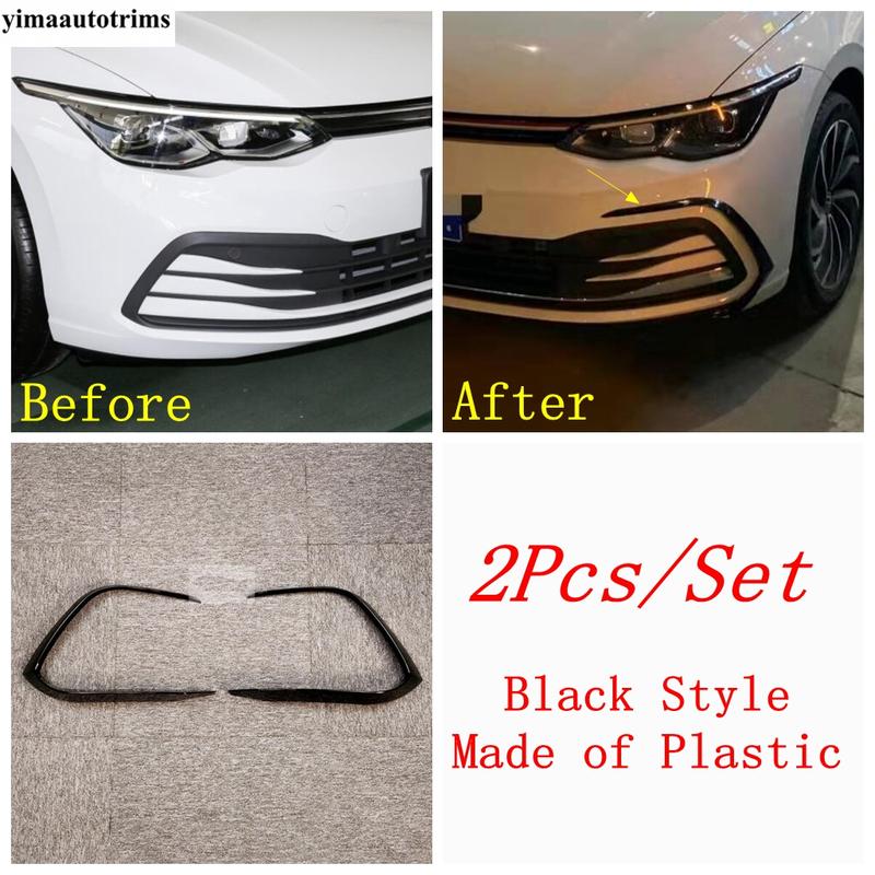 2PCS Plastic Front Fog Light Lamp Eyebrow Eyelid Strip Decor Cover Trim For VW Volkswagen Golf 8 MK8  - 2025 Car Accessories