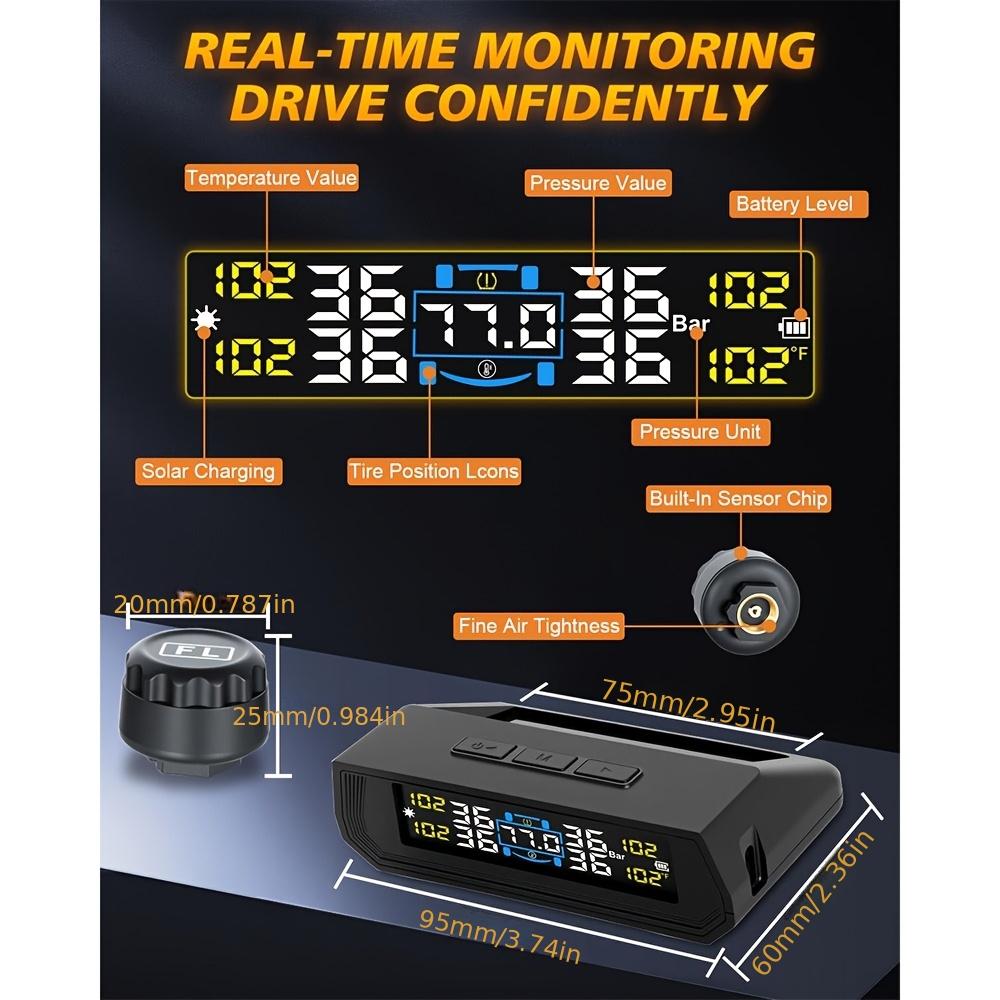 Car TPMS With USB Charging Solar Powered Display With 4 External Tire Sensor For Auto Tyre Security Device