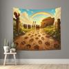 Whimsical Rainbow Animal Journey Tapestry Wall Decor Nursery Art Safari Adventure Bohemian Polyester Wall Hanging Print