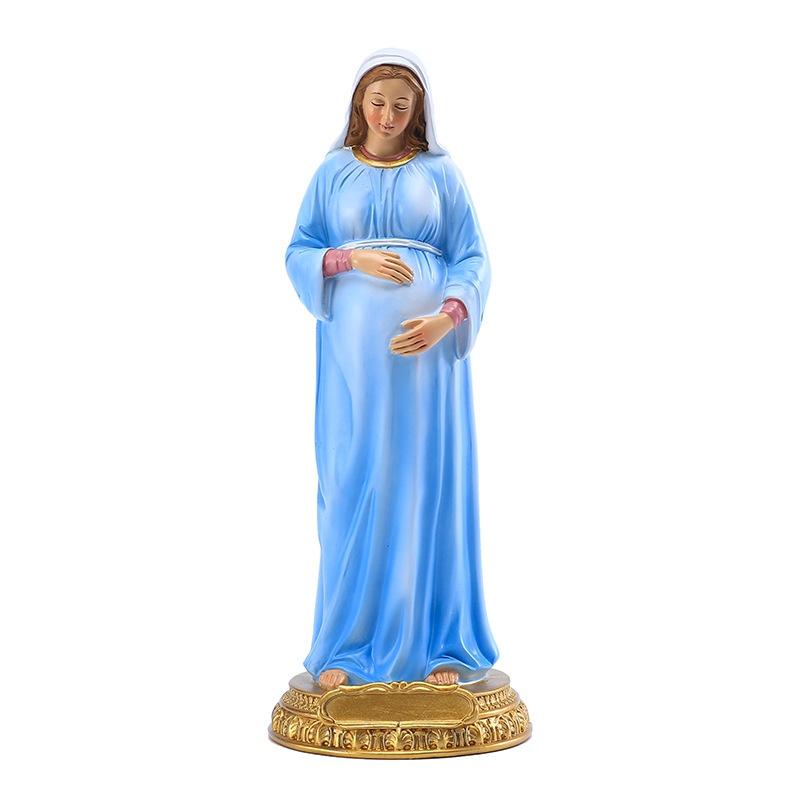 

1PC Mary Mother of God Resin Figurine Statue Religious Christmas Decor Catholic Holiday Figurine Decoration Blue