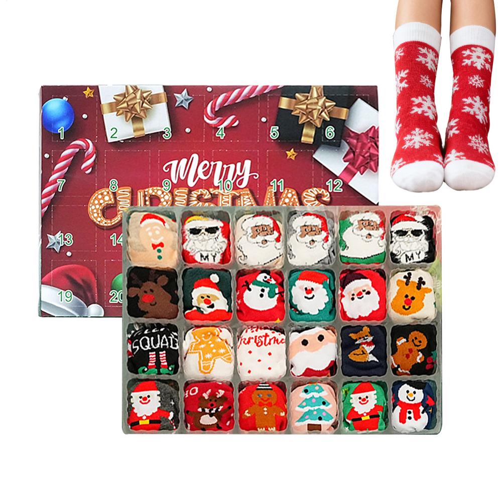 

Christmas Calendar Socks Advent 24 Days Advent Countdown Calendar 12 Pairs Of Festive Crew Socks For Women Men Adults Teens S