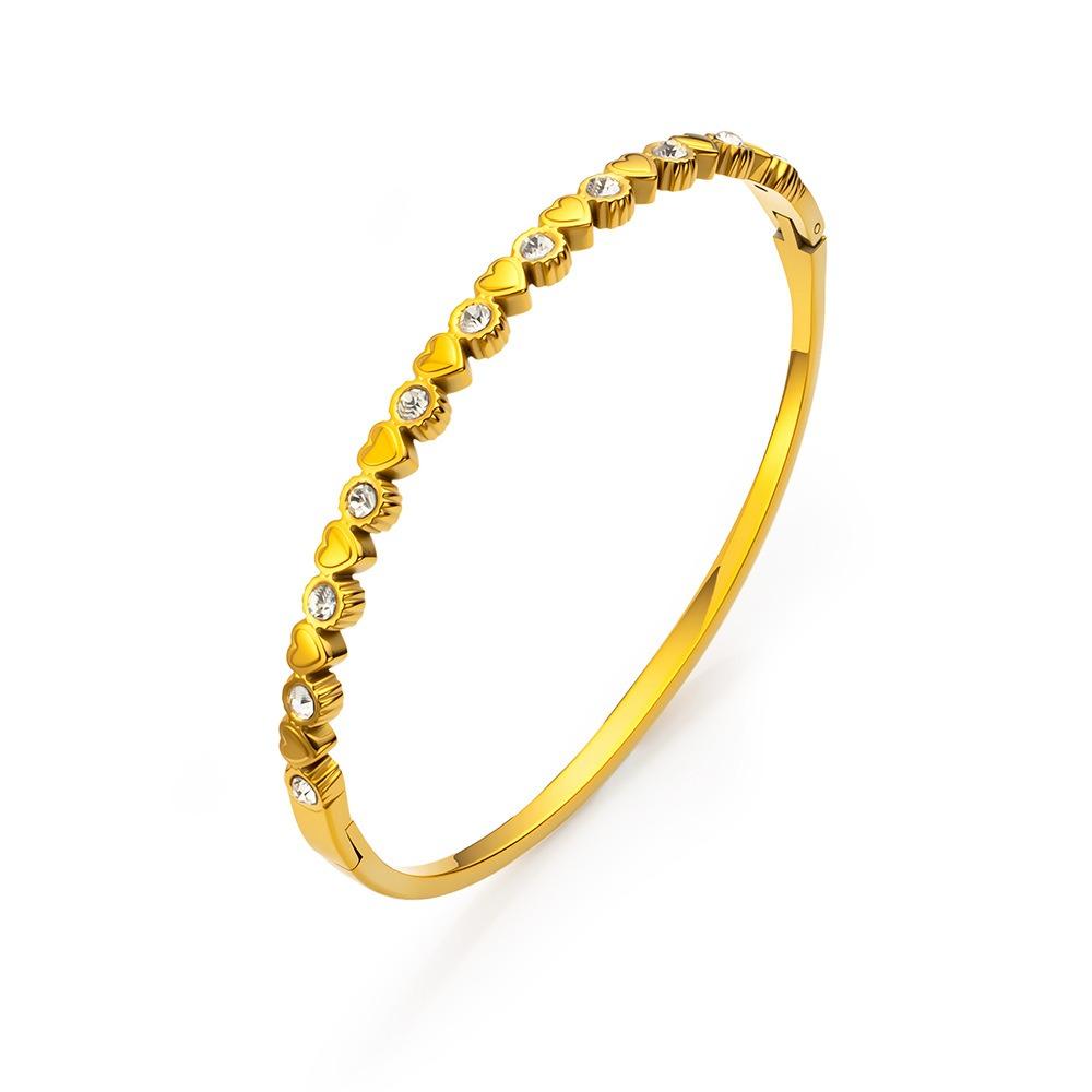 Love Heart Stacked Bangles Cute Fashion  Stainless Steel Bangle Jewelry Beads Cuff Bracelet  Daily