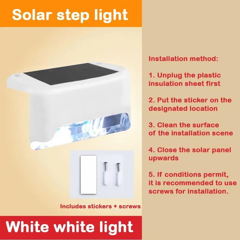 LED Solar Lights IP65 Waterproof Solar Step Deck Light For Courtyards Railings Stairs Garden Lighting Decoration