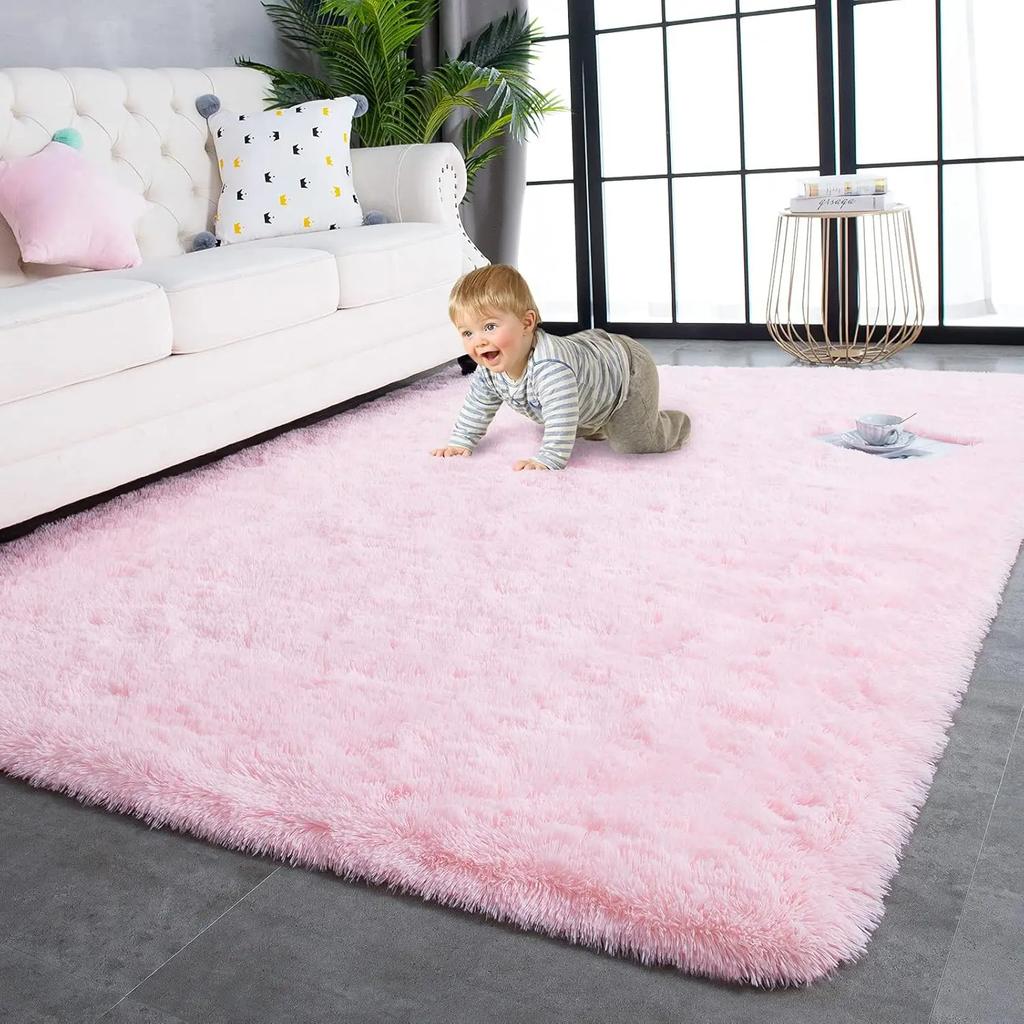 Solid-Color Plush Carpet, Soft And Fluffy For Living Room And Bedroom, Baby Room Floor Mat, Home Decoration