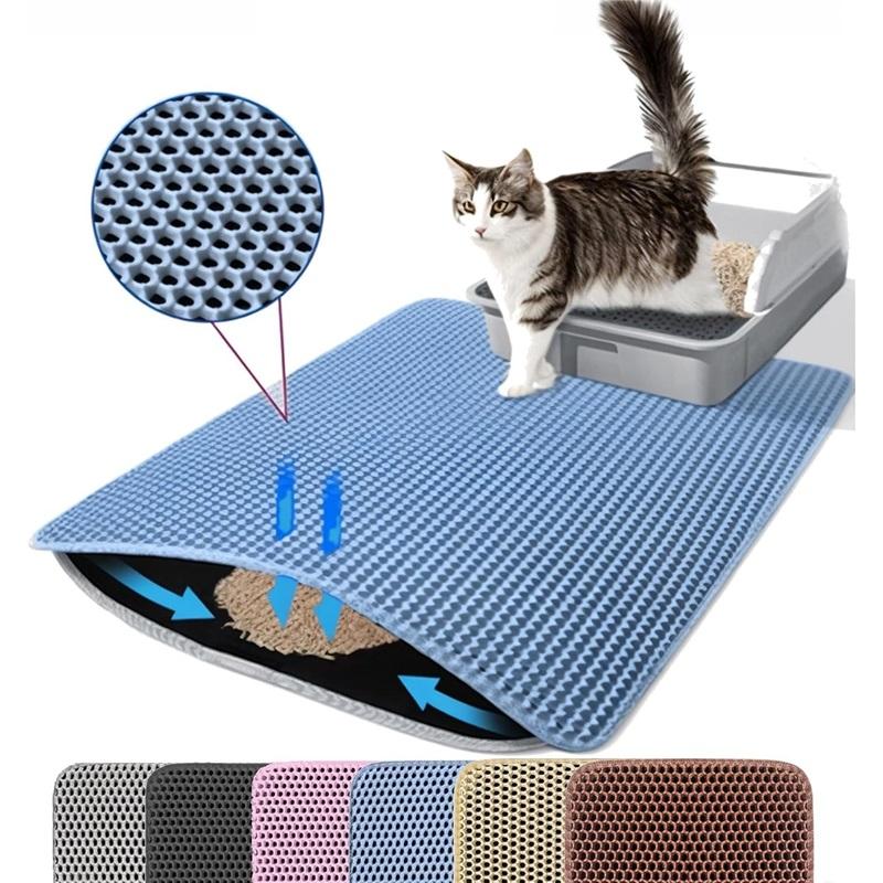 Tappetino Lettiera Gatto Doppio Strato Animali Domestici Antiscivolo Grande Tappetino Filtrante Lettiera Animali Domestici Resistente all'Usura Impermeabile Antiscivolo Tappetino Lettiera Gatto