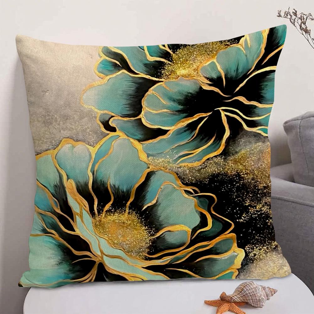 Oil Painting Floral Elegant Cushion Cover Natural Linen Organic Fabric DoubleSided Printing Sofa Home Decor Gift Pillow Case