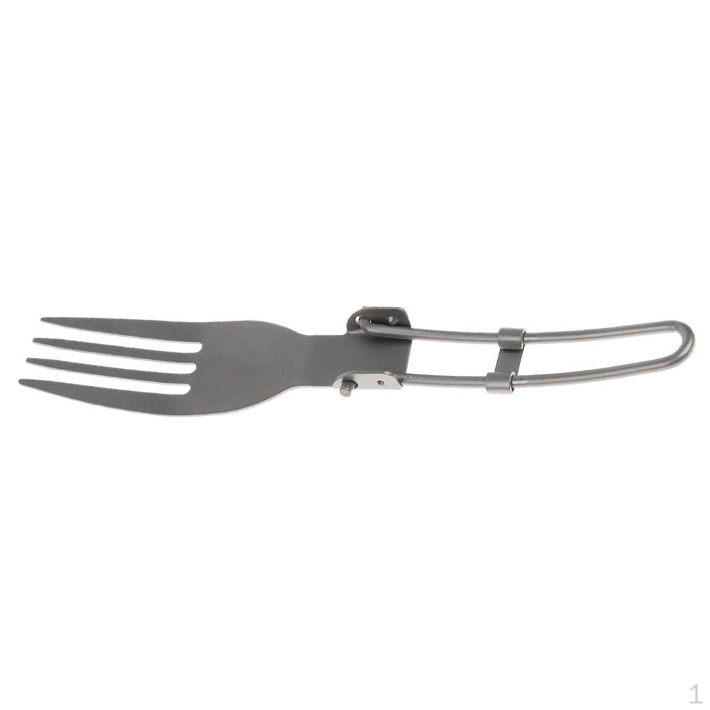 

Camping Fork Folding Titanium Flatware Fishing Travel BBQ Backpacking 144x24mm Fork