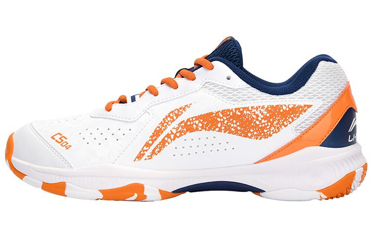 Li Ning Slip Resistant, Abrasion Resistant, Breathable, Lightweight Low Top Badminton Shoes Unisex White Ice Orange AYTS061-1