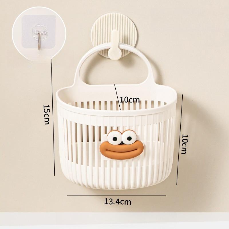 Multifunctional small hanging basket toilet bathroom discarded face towel storage basket kitchen dormitory bedside wall hanging basket Pink-M