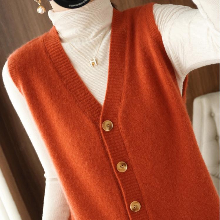 

Жилет кардиган женский свободный с V-образным вырезом однотонный вязаный жилет корейский короткий и универсальный повседневный топ с открытыми плечами осенне-зимний жилет XXL