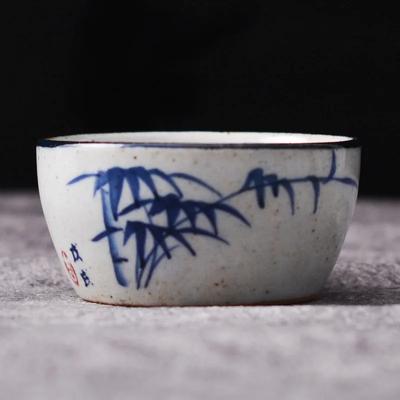 Exquisites handbemaltes blau-weißes grobkeramisches Gongfu-Teetassenset für die Pu-erh-Teezeremonie, kleine Tassen, chinesisches Teegeschirr