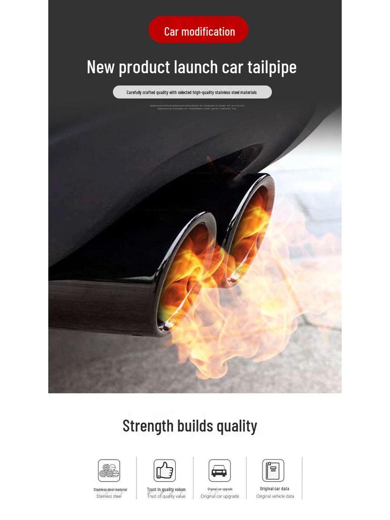 Stainless Steel Exhaust Tailpipe for Land Cruiser - Mirror Silver Clamp Decoration