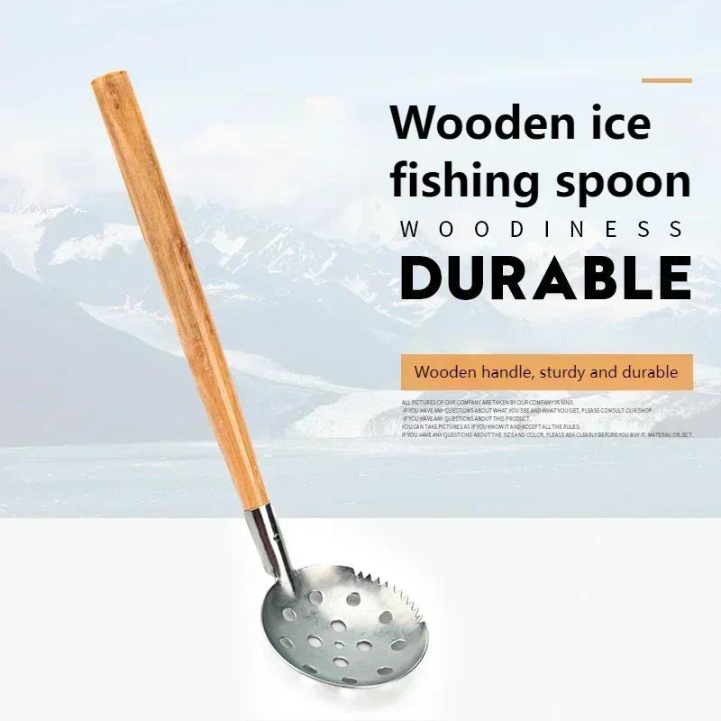 

Winter Ice Breaking Fishing Equipment with Toothed Iron Long Handle Wooden Handgrip Ices Scoop Outdoor Multifu Tool Accessories A