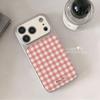 Plaid Dot Leather Texture Soft Case for Apple iPhone 17 Pro Max, 16, 15 Pro, 14, 13 Pro - Cute Design with Large Window
