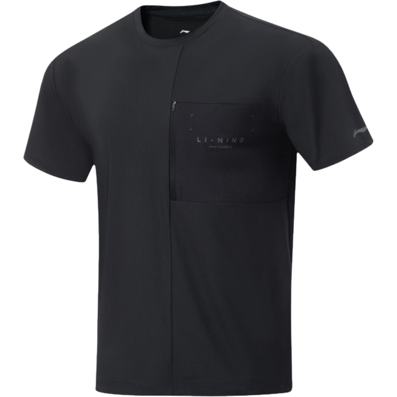 

Li-Ning Comfortable Breathable Loose Casual Spliced Short Sleeve T-Shirt Men Tops Black AHST401-1 S