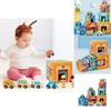 Wooden Stacking Toy Set For Early Education And Logic Development With Traffic Scene For Kids