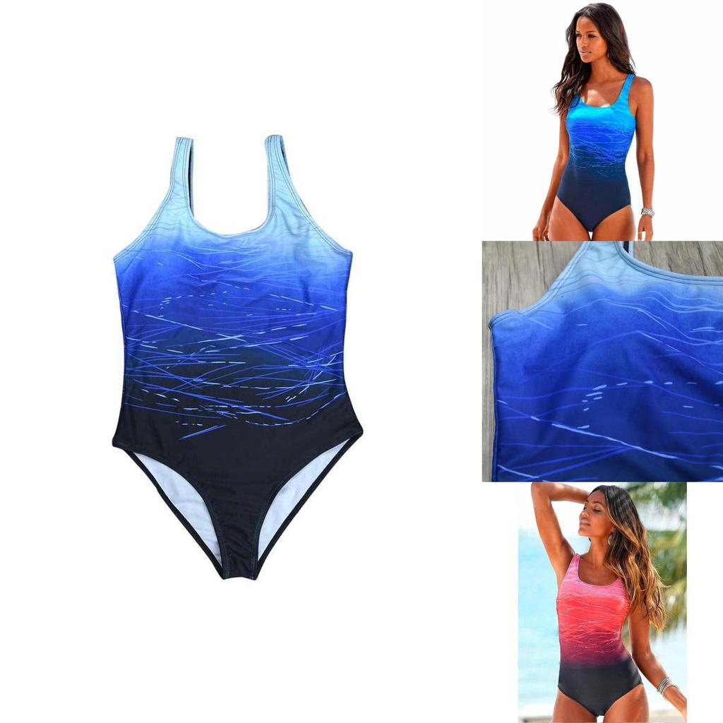 Stylish Women's Summer Halter One Piece Back Cross Swimsuit Bikini In Vibrant Gradient Plus Print