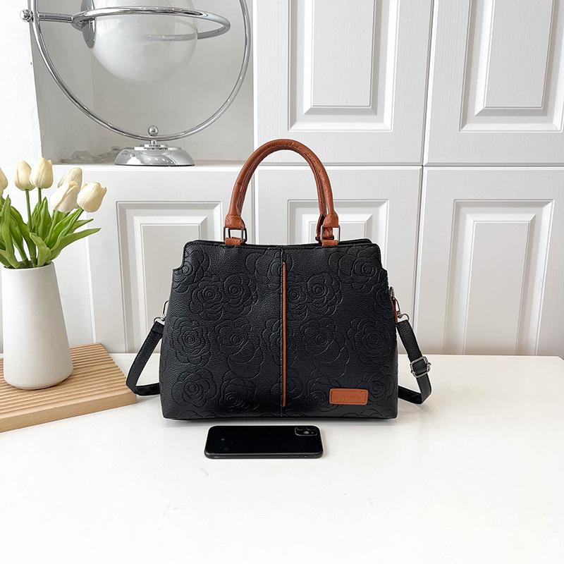 Handbag Outdoor Crossbody Large Capacity Viral Same Style Embossed Shoulder Bag Women Bag PU Soft Leather Texture