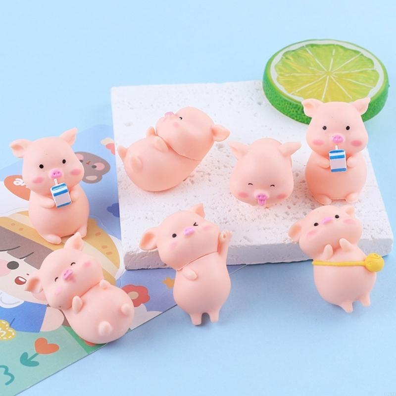 62KD Playful Pig Figurine Decoration Resin Piggy Statue Collection Miniatures Decor