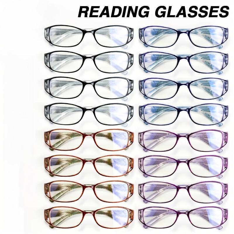 16Pcs Fashionable Striped Frame Reading Glasses High-Definition Lenses Ladies' Elegant Reading Glasses Comfortable Wearing