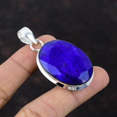 Faceted Blue Sapphire Pendant Original Gemstone Pendant 925 Sterling Silver Pendant Handmade Blue Sapphire Jewelry Designer Pendant For Gift