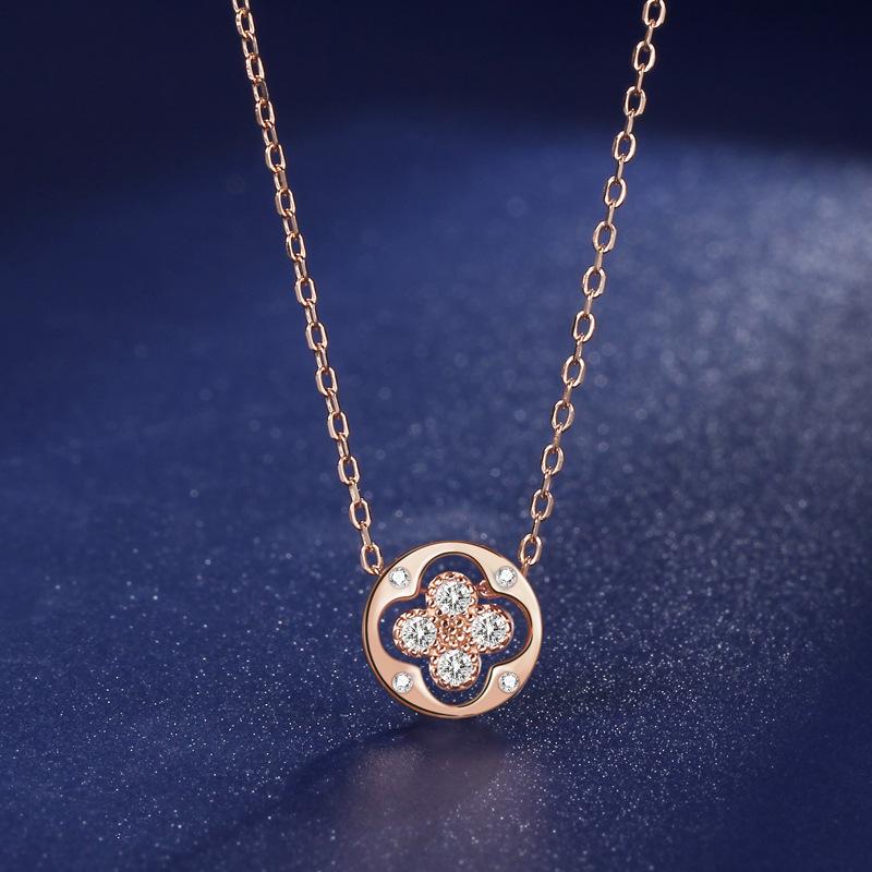 925 Sterling Silver Four-Leaf Clover Necklace: Lively Forest Style, Light Luxury, Versatile Jewelry for Women