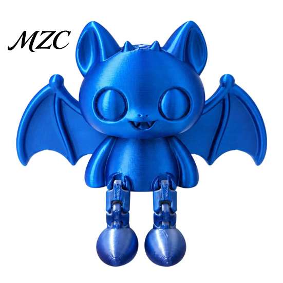 Articulated Bat Toy 3D Printed Figurine, Flexible Cartoon Ornament with PLA Plastic Figurine Movable Joints, Desktop Animal Sitter for Home
