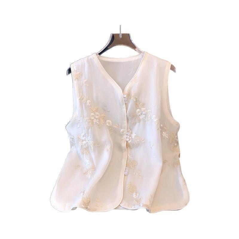 Vest Vest Women's Outer Wear Summer New Embroidered Vest Thin Vest Sleeveless Top