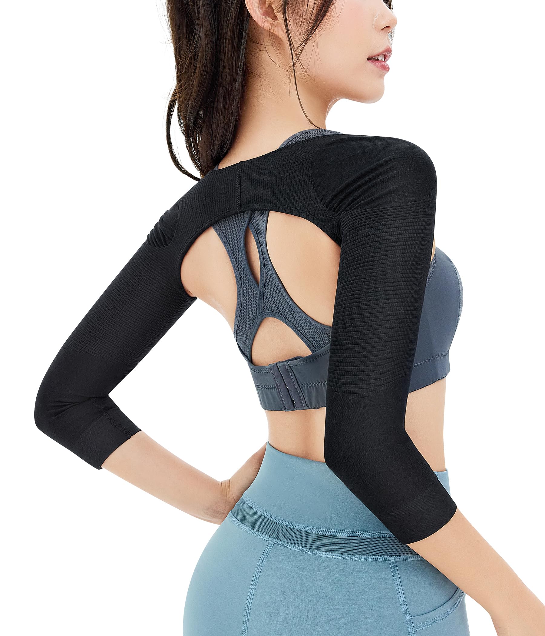 

CtriLady Формирующее белье для плеч и рук для верхней компрессии, эластичный бандаж для верхней части руки, бандаж, женщины, рука, пояс, корректор, (Черный, XL) чёрный