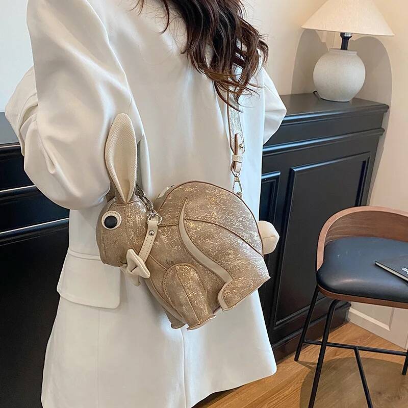 Funny animal shoulder bag for women Cute rabbit shape crossbody bag for girls trend versatile shoulder bag women bag