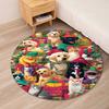Christmas Dog Printed Round Rug Carpet Chair Rug Area Rug Entryway Doormats,for Office Chair Living Room Bedroom Kitchen Room.