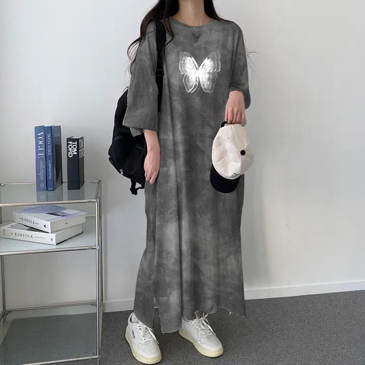 Korean Style Tie-Dye Short-Sleeve T-Shirt Dress – Women's Trendy Summer Fashion