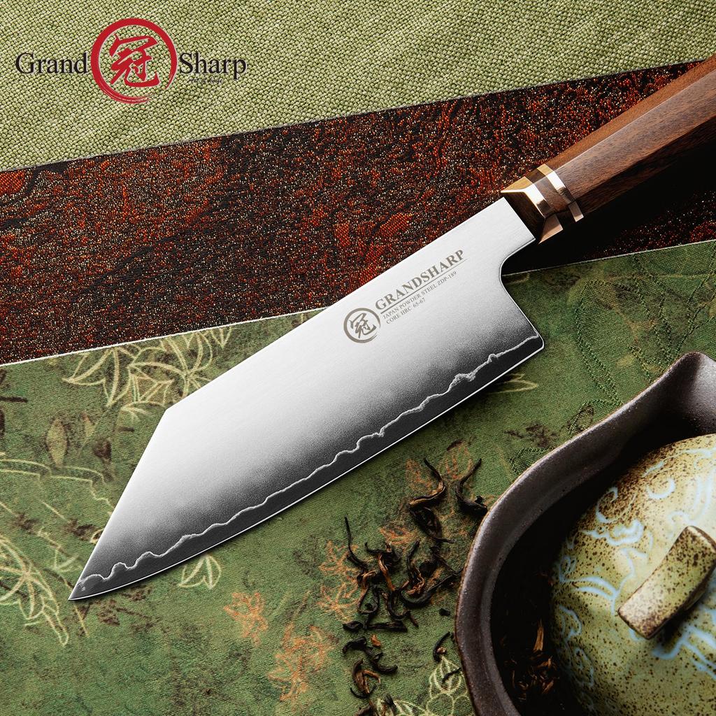 Grandsharp 3 Layer Composite ZDP-189 Steel 5.5 Inch Bunka Knife Chef Knife Mkuruti Wood Handle 420J2 Stainless Steel Cutter