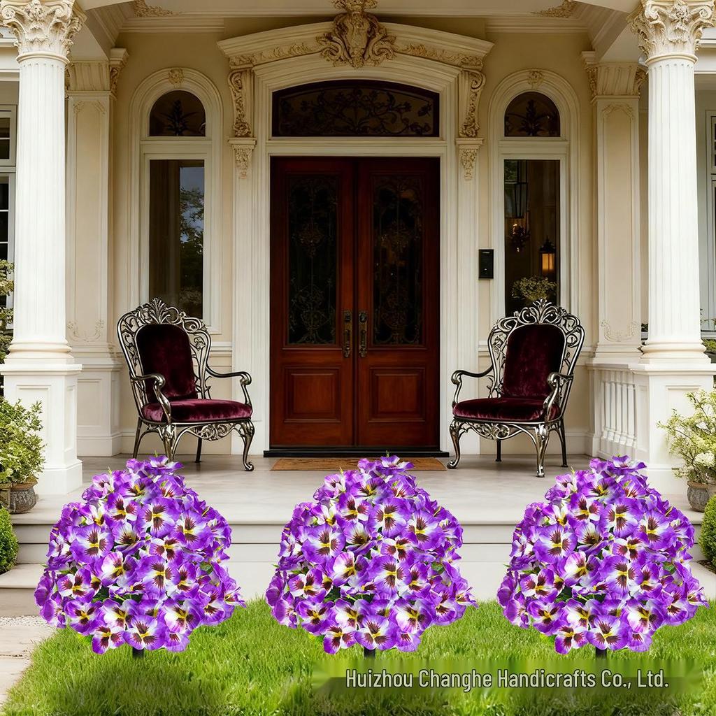 Künstliche Stiefmütterchen Schmetterlingsblume Gartenspieß für Außendekoration