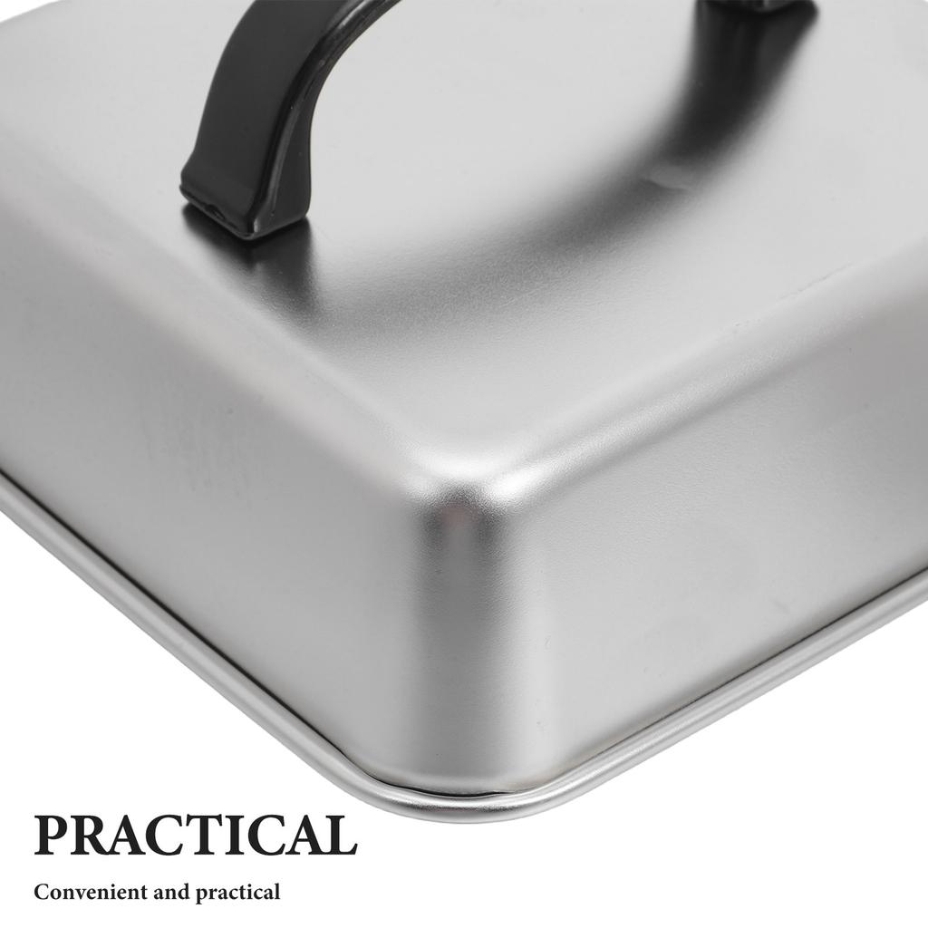Square Grill Cover Stainless Steel 10x10x2 Basting Dome Cheese Melting Steaming Lid Griddle Splatter Guard Bbq Cooking Cover