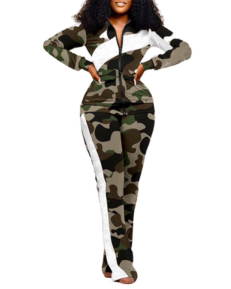 Ensemble Pantalon Long Zippé Manches Longues Coupe Slim Mode Femme Européenne et Américaine Automne/Hiver 2024