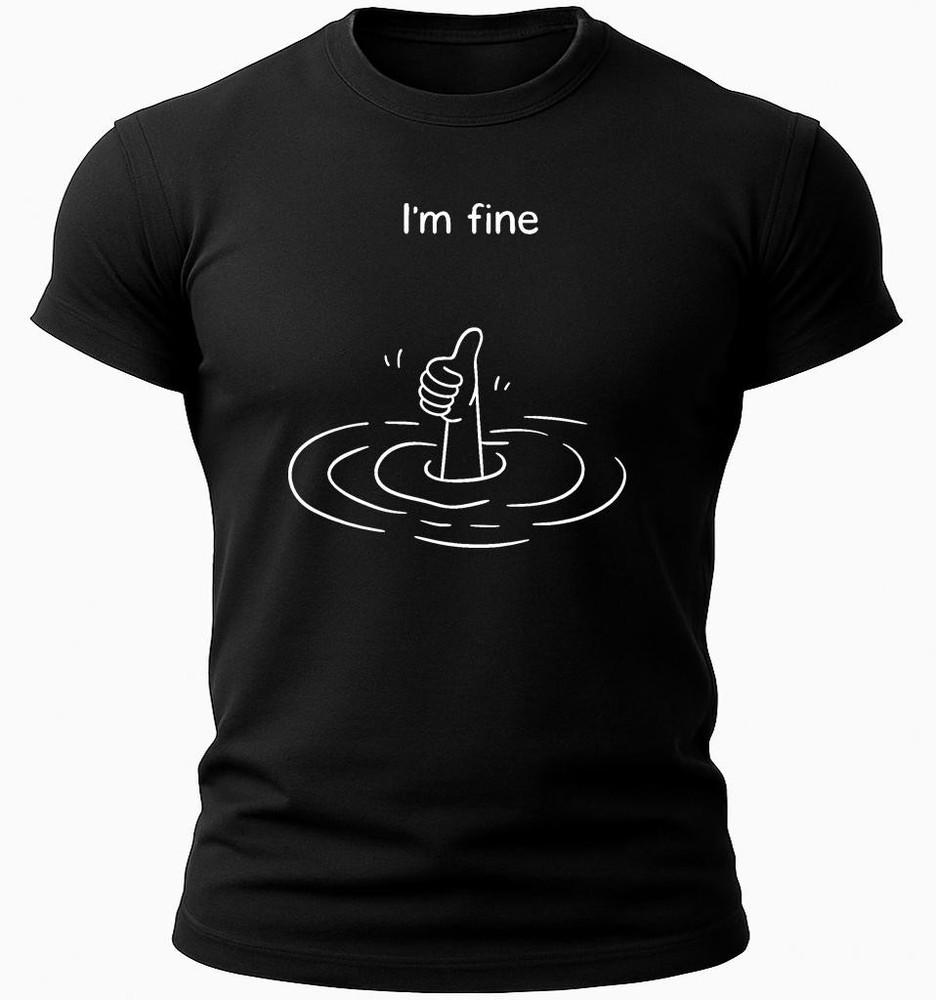 

Я в порядке Смешная футболка | Футболка с саркастическим юмором | Минималистичная графическая футболка | Темная XL