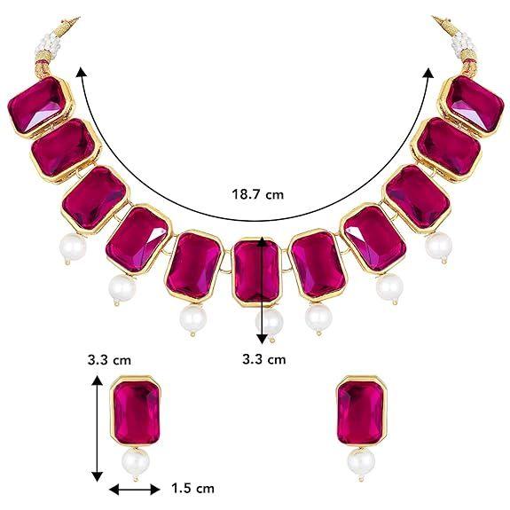Traditional Jewellery Crystal Pearl Necklace Earring Jewellery Set for Women