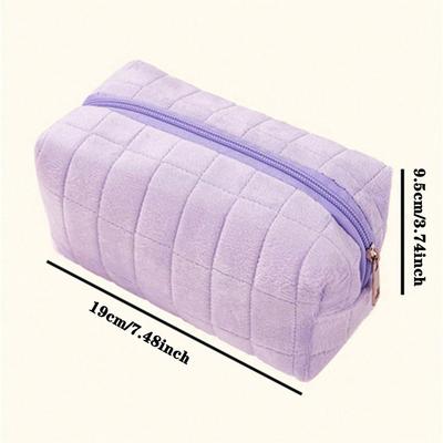1pc Soft Plush Makeup Bag Cosmetic Bag Portable Travel Makeup Pouch Toiletry Bag Organizer For Women